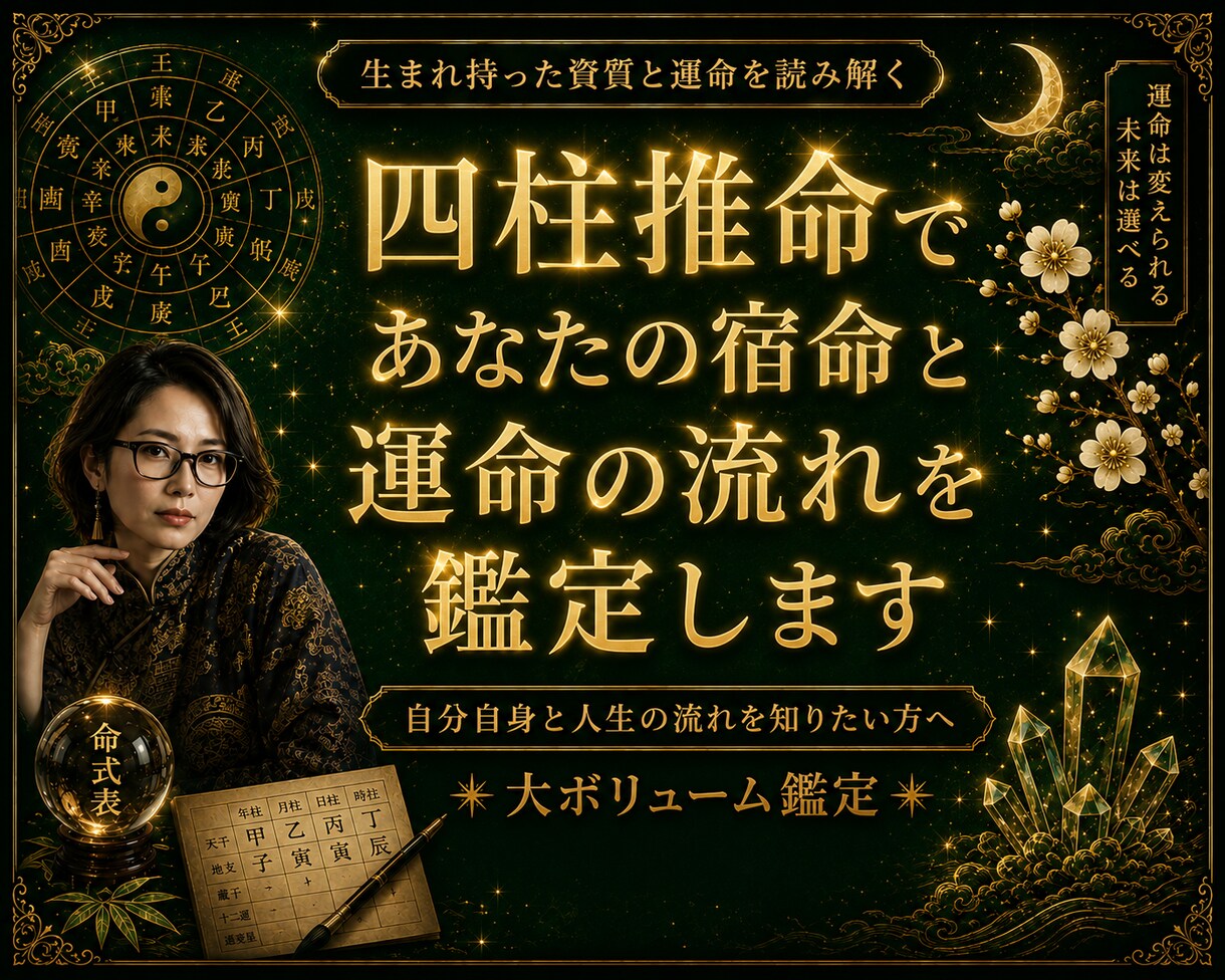 四柱推命であなたの宿命と運気の流れを総合鑑定します 自分自身と人生の流れを知りたい方へ✴︎大ボリューム イメージ1