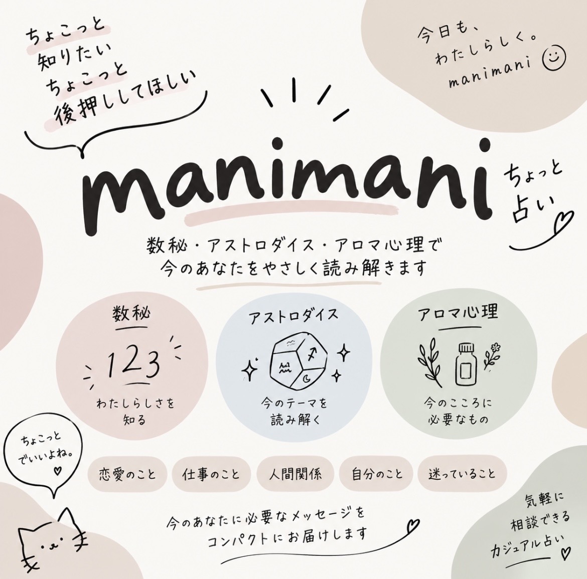 manimani ちょこっと占います ちょこっと聞きたい、後押ししてほしいとき、いつでもどーぞ イメージ1