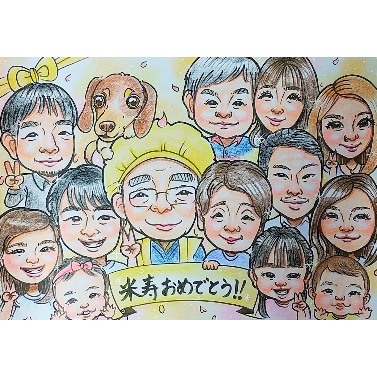 10名様以上☆ほっこりかわいい似顔絵描きます 大人数がお得！還暦・古稀・米寿・傘寿お祝い/プレゼントに♡ イメージ2