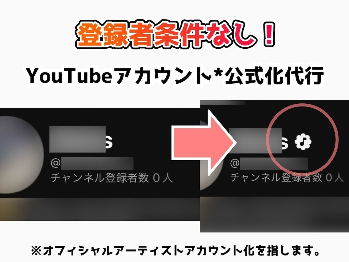 お使いのYouTubeアカウントを公式化代行します 【業界初・初回限定料金】優先提携アクセスにより約2週間で完了 イメージ1