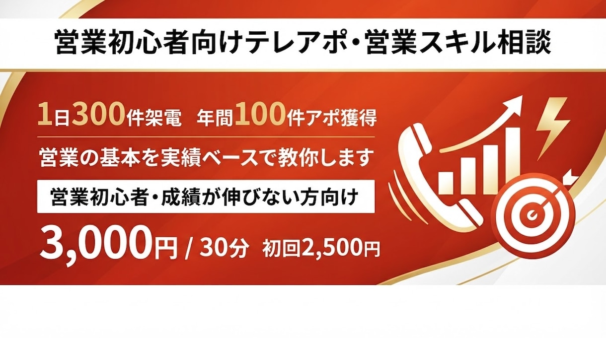 営業初心者向けテレアポ・営業スキル相談対応します 無形コンサル営業プロが教える。営業スキルアップ相談 イメージ1
