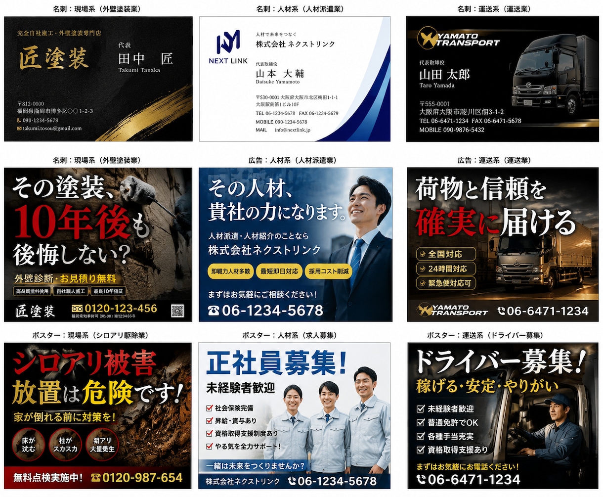 御社の広告、ポスター、名刺デザイン制作します 集客、インパクト重視のデザイン最短で広告画像を作成します イメージ1