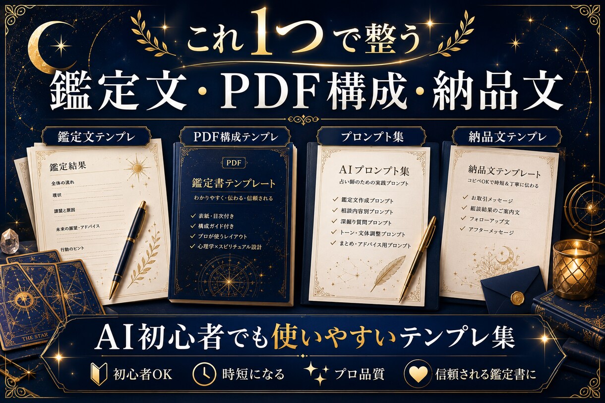 占い師向けAI鑑定書PDF作成テンプレ一式渡します 鑑定書作成をAIで時短し丁寧に整えます イメージ3