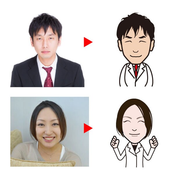 【医療関係者様☆必見】写真から書いた似顔絵に8種類のポーズを付けてお届けします！【白衣姿  】  イメージ3