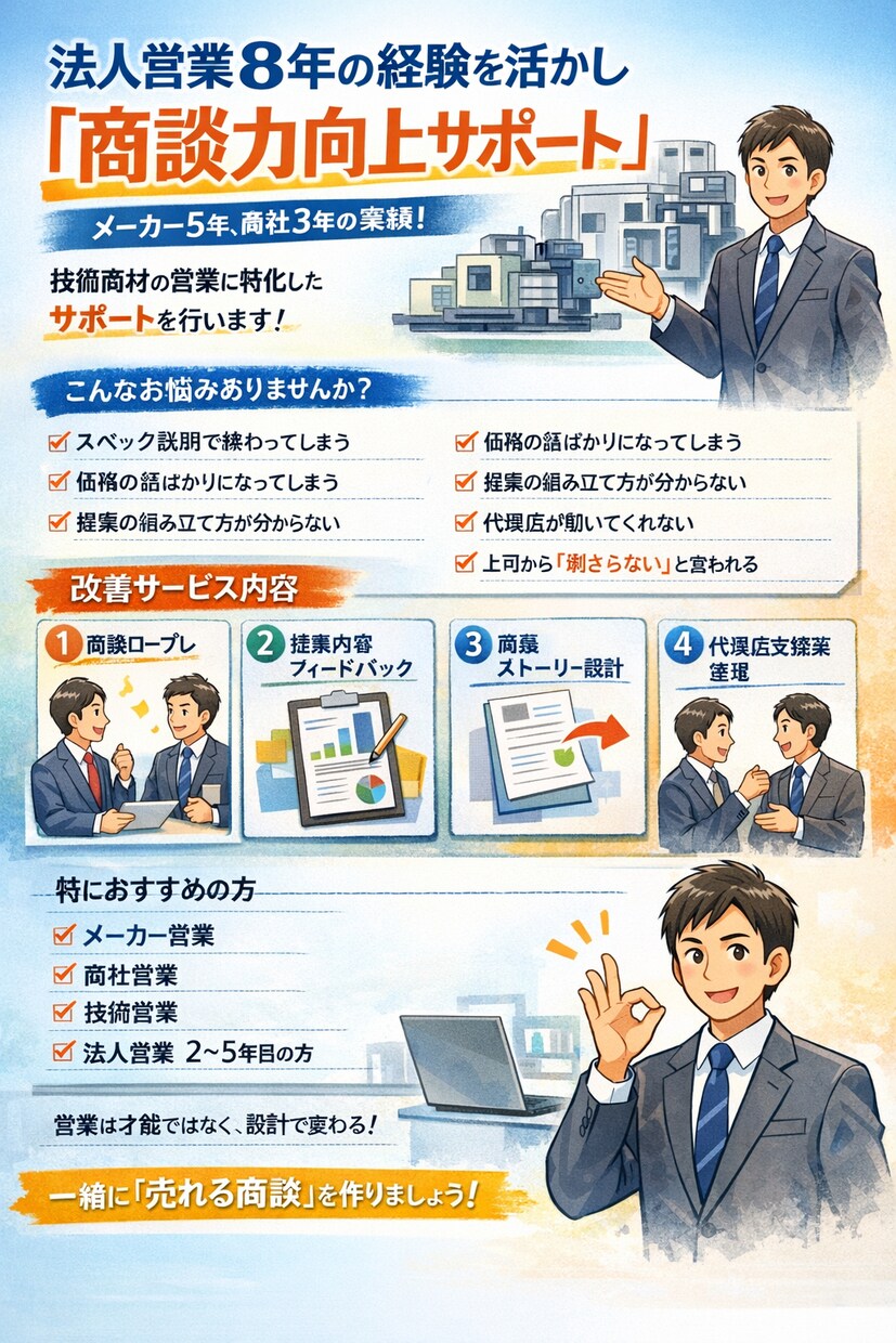 法人営業の商談力を磨きます 技術商材の提案を“売れる形”に イメージ1