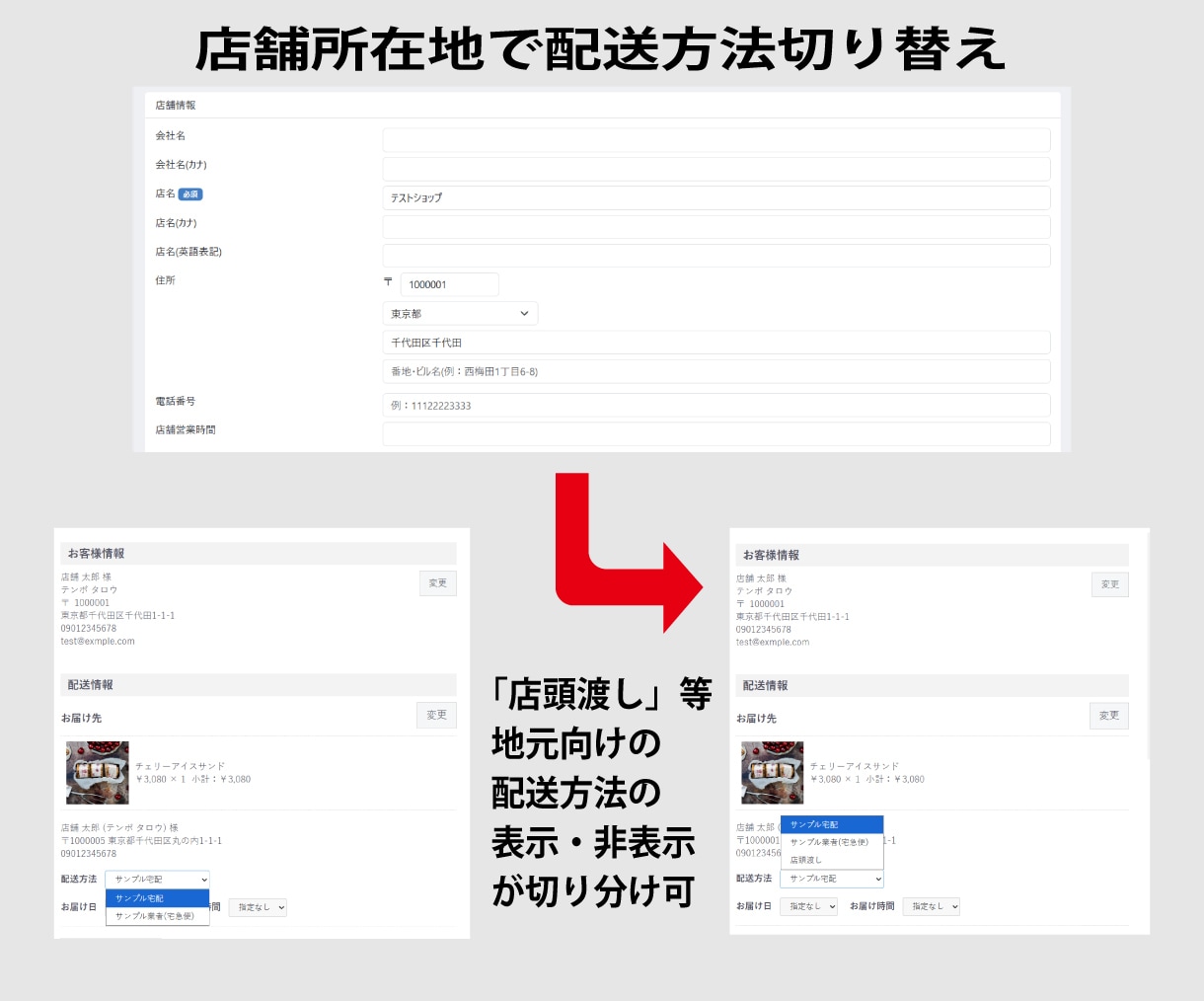 EC-CUBEカスタム◆配送方法を独自設定します 地元用配送の設定や配達日の切り分けが可能になります。 イメージ2