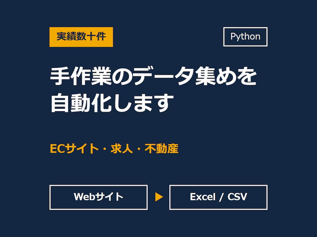 実績数十件|Webデータ収集を自動化します ECサイト・求人・不動産に対応|Excel出力・手順書付き イメージ1