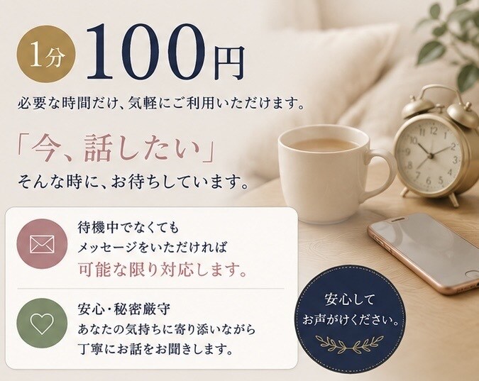 男性限定｜あなたが求める距離感で聞きます 母親、お姉さん、女友達、恋人、あなたに合わせて会話します イメージ4