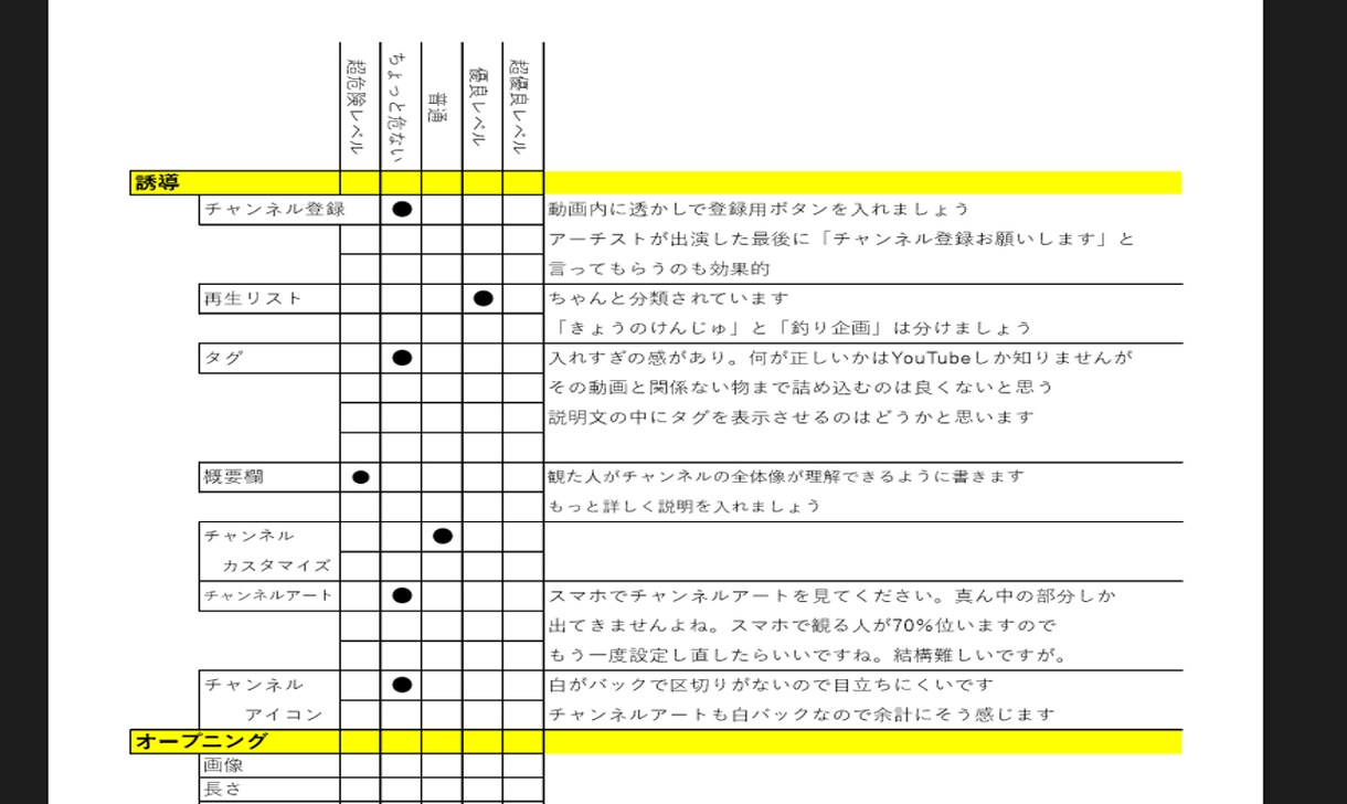 あなたのYouTubeチャンネルや動画を診断します 約20項目を客観的に診断し改善点のレポートを作成します イメージ3