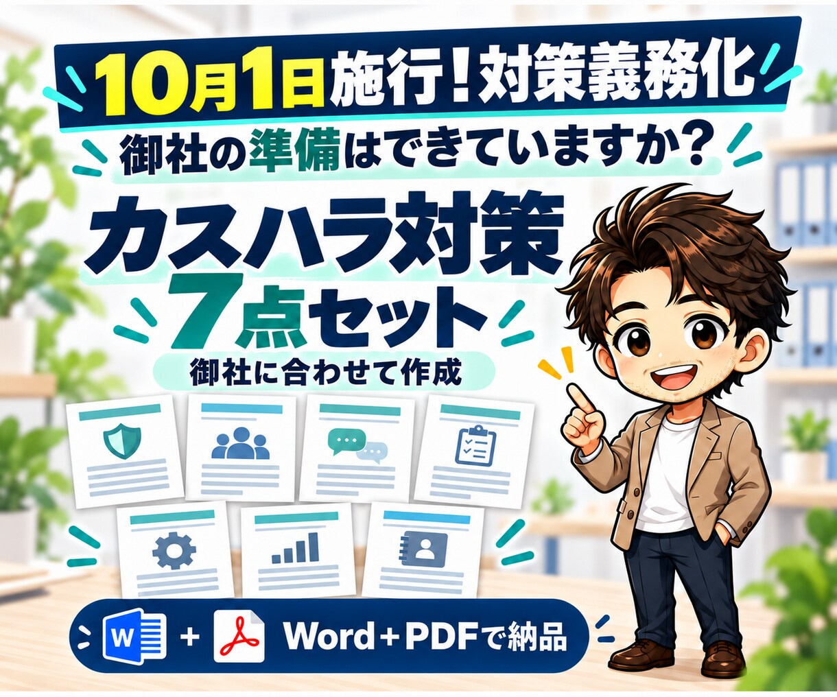 緊急！御社に合わせたカスハラ対策７文書を作成します 2026年10月1日カスハラ対策義務化！対策はされてますか？ イメージ1