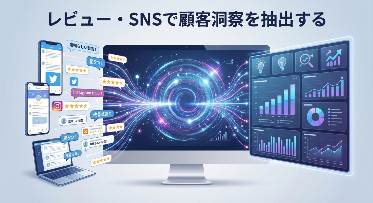 レビュー・SNSで顧客洞察抽出します 定量×定性で“買う理由”を見える化します イメージ1