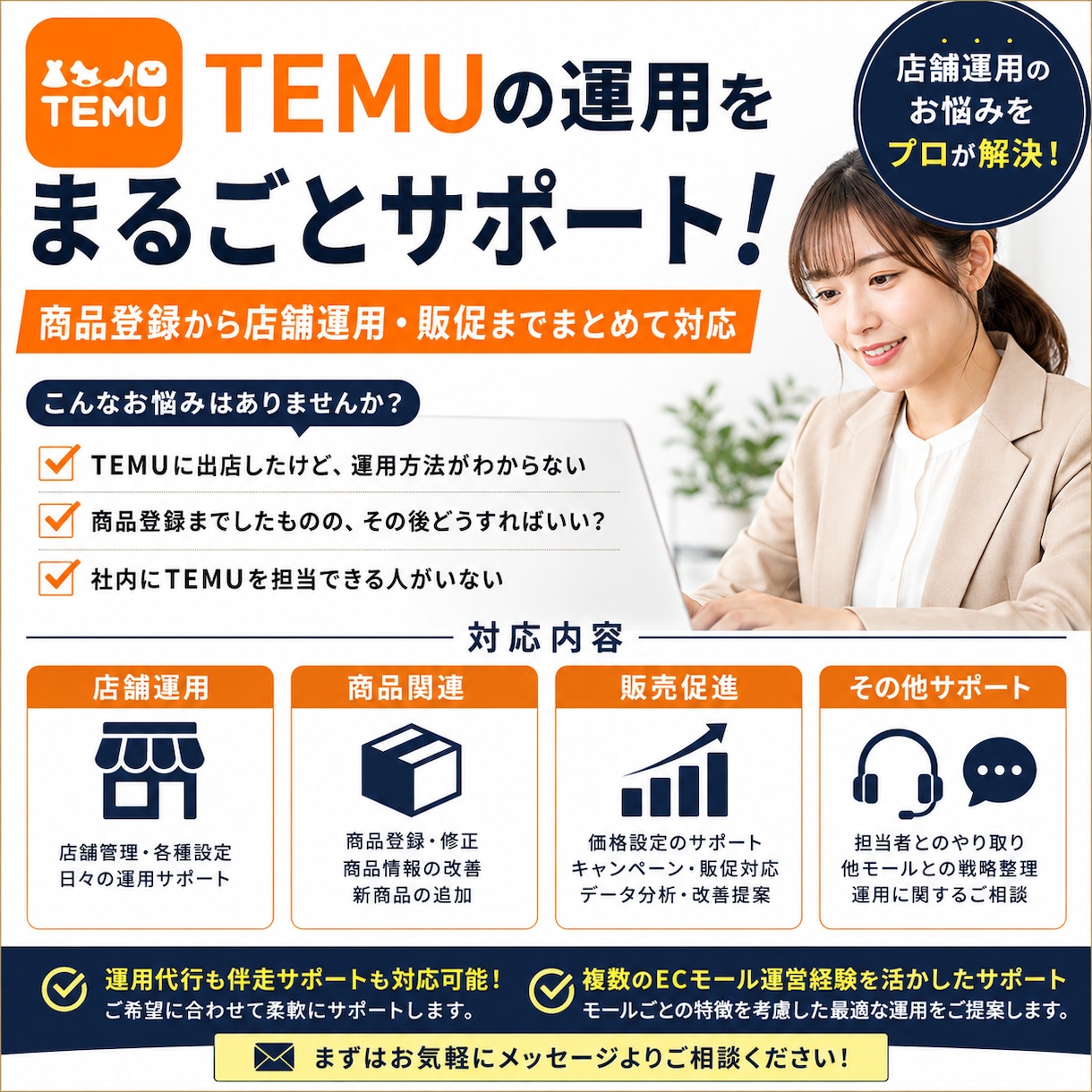 TEMUの運用をまるごとサポートします TEMUの商品登録から店舗運用までまとめて対応します イメージ1