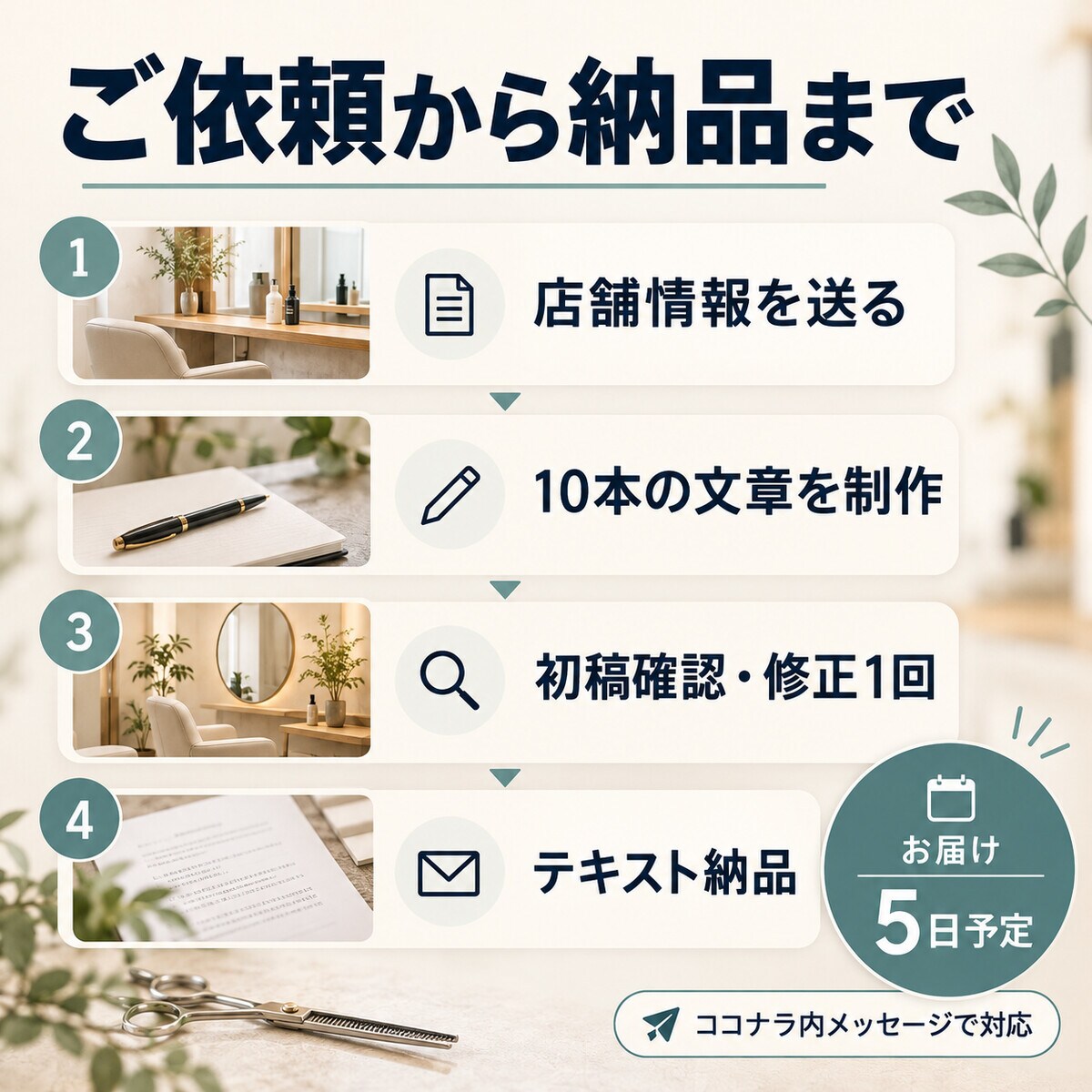 美容室のSNS投稿文10本を作ります 投稿文10本＋ネタ・タグ｜まず試せる単発制作 イメージ7