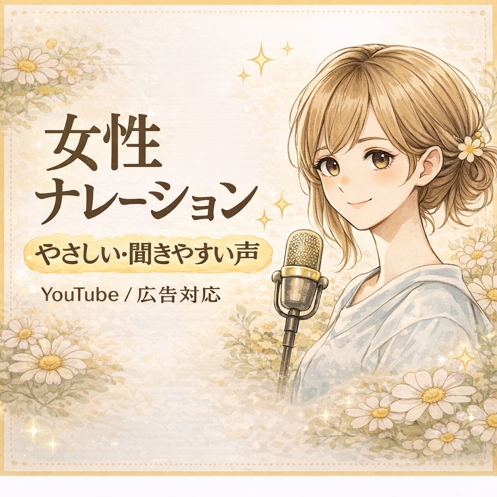 女性ナレーション/広告・動画用音声収録します やさしく聴きやすい女性ナレーション対応 イメージ1
