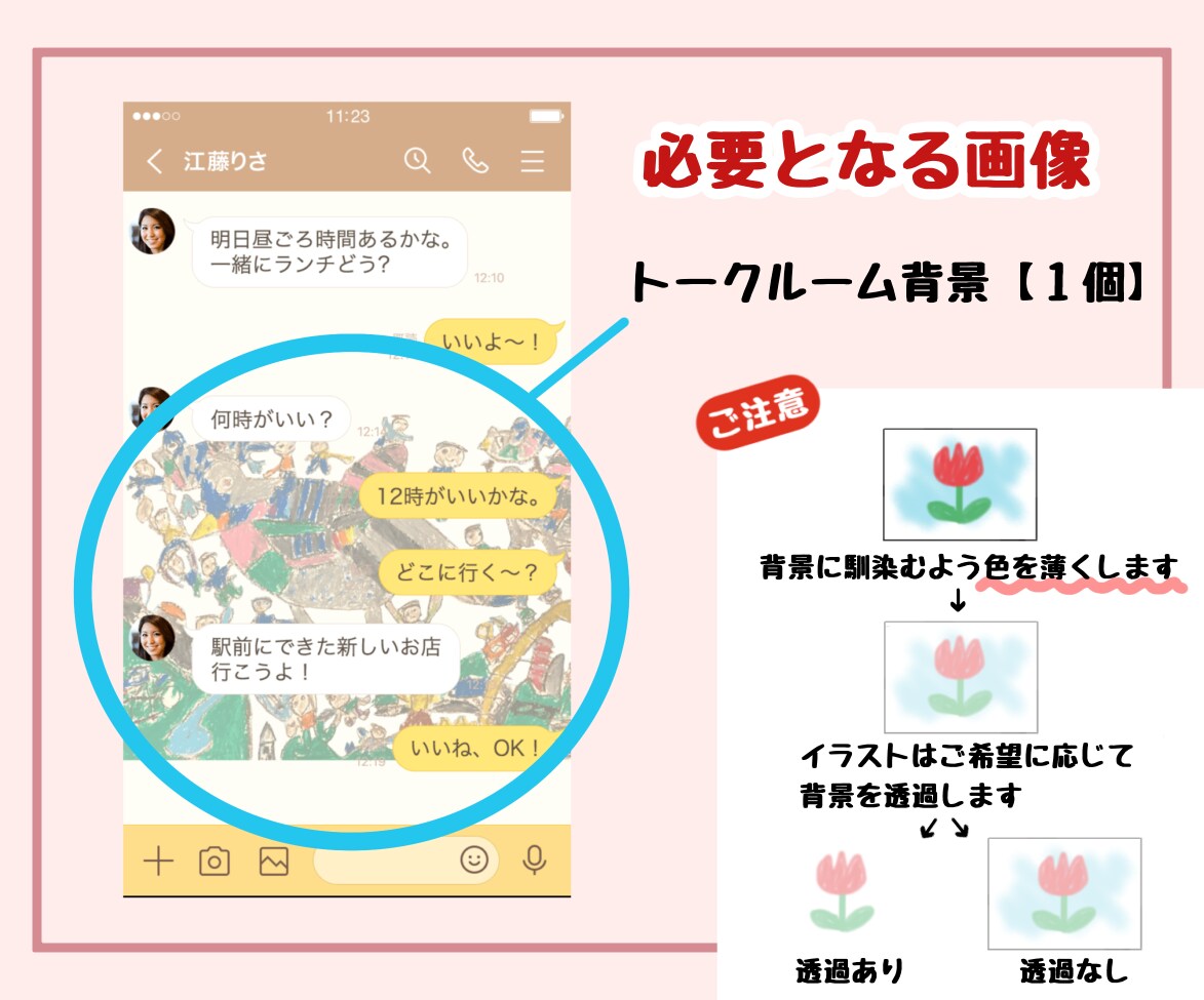 お子様が描いたイラストでLINE着せ替え作成します プレゼントやお祝いにも！思い出をLINE着せ替えにしませんか イメージ4