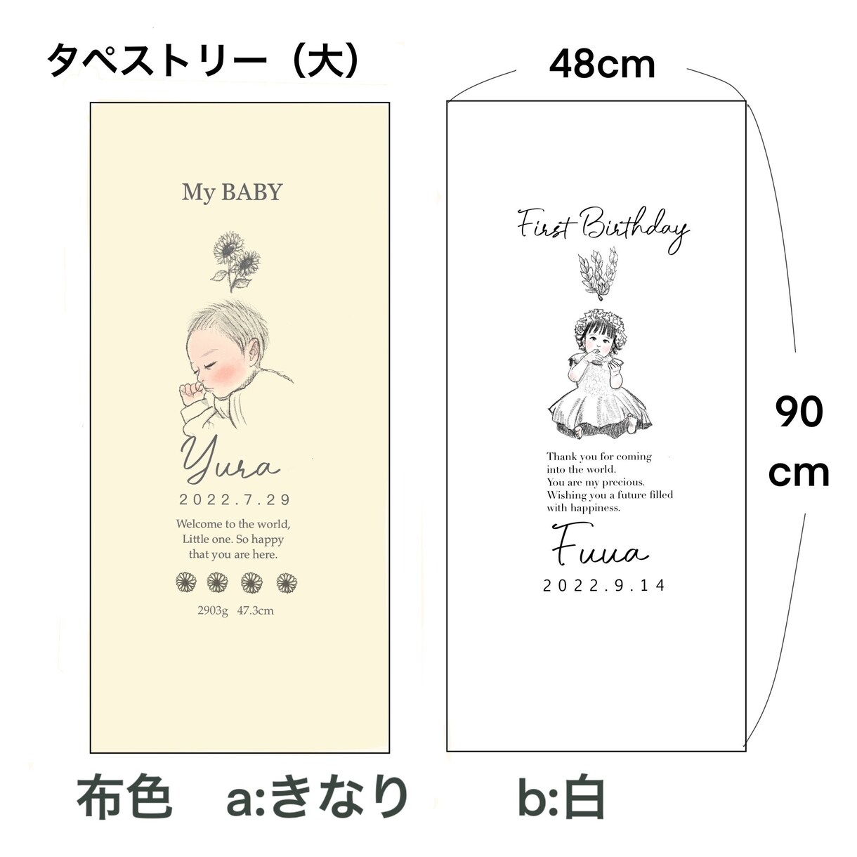 タペストリー作ります タペストリー似顔絵・名入れ・誕生日・身長・体重が無料 イメージ5