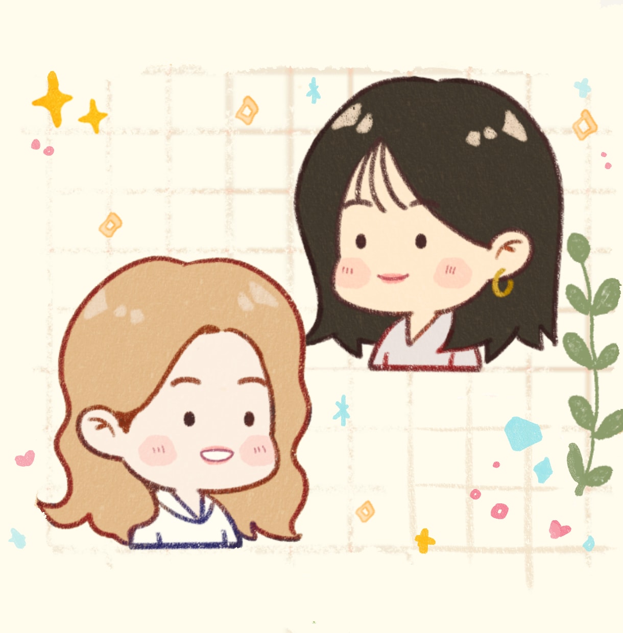 やわらかいタッチで海外風似顔絵イラストを描きます かわいい柔らかいゆるいぬいっぽいイラスト イメージ4