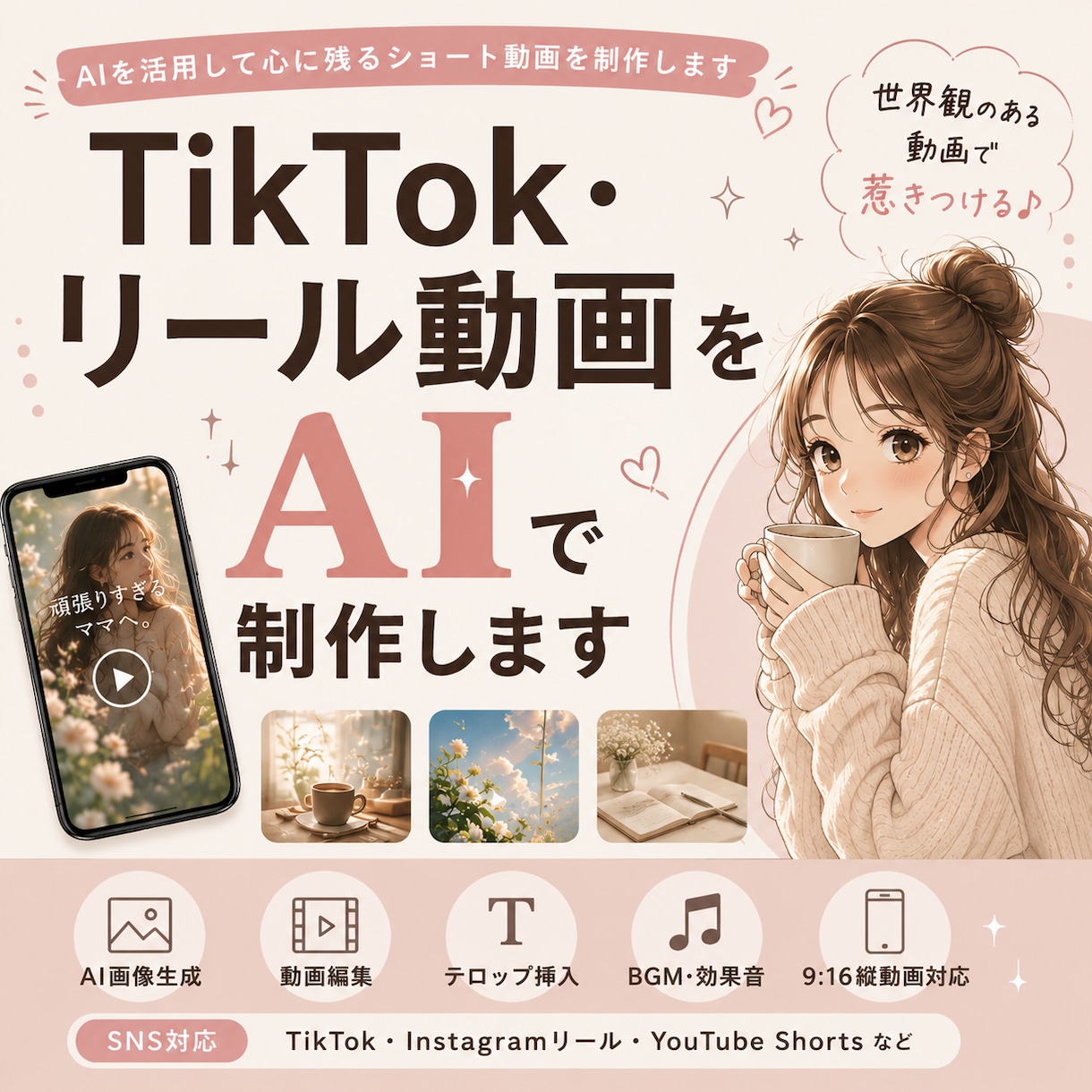 TikTok・Instagramリール動画作ります AI画像×動画で心に残る作品を制作します イメージ1