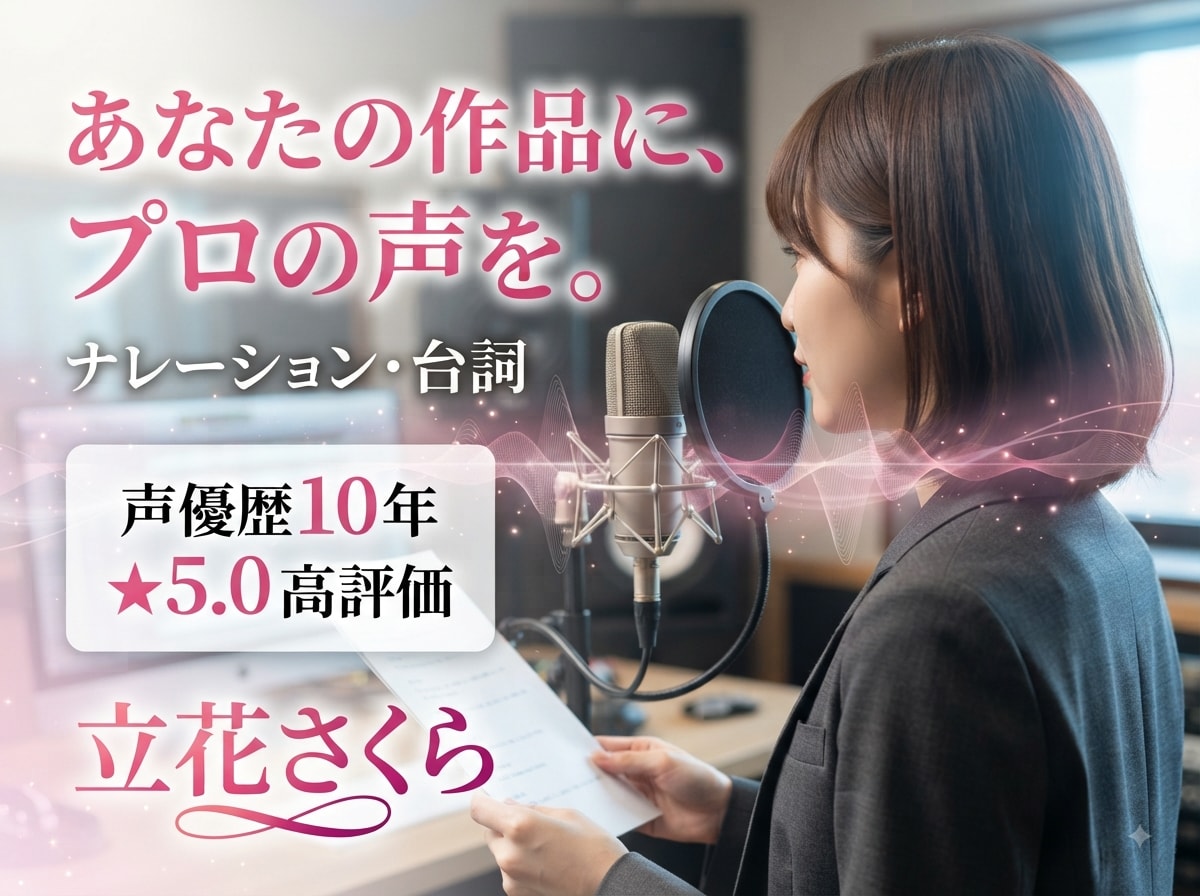声優歴10年のプロが声を届けます 評価5.0のプロ声優が幅広いご依頼に対応！ イメージ1