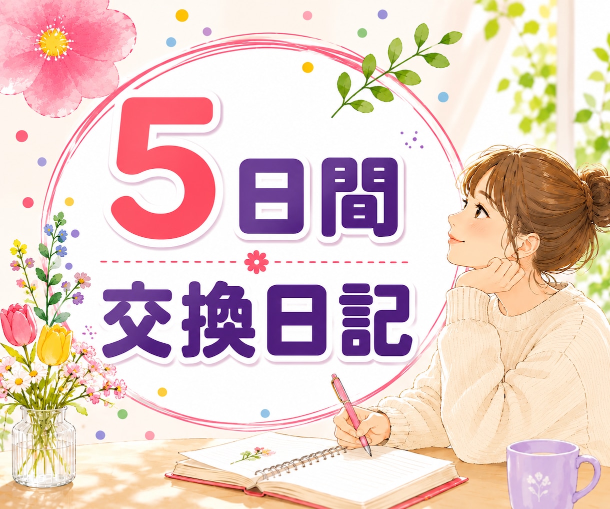 5日間の交換日記であなたに寄り添います 愚痴｜雑談｜不安｜弱音｜本音｜話し相手｜居場所｜楽しみ イメージ1