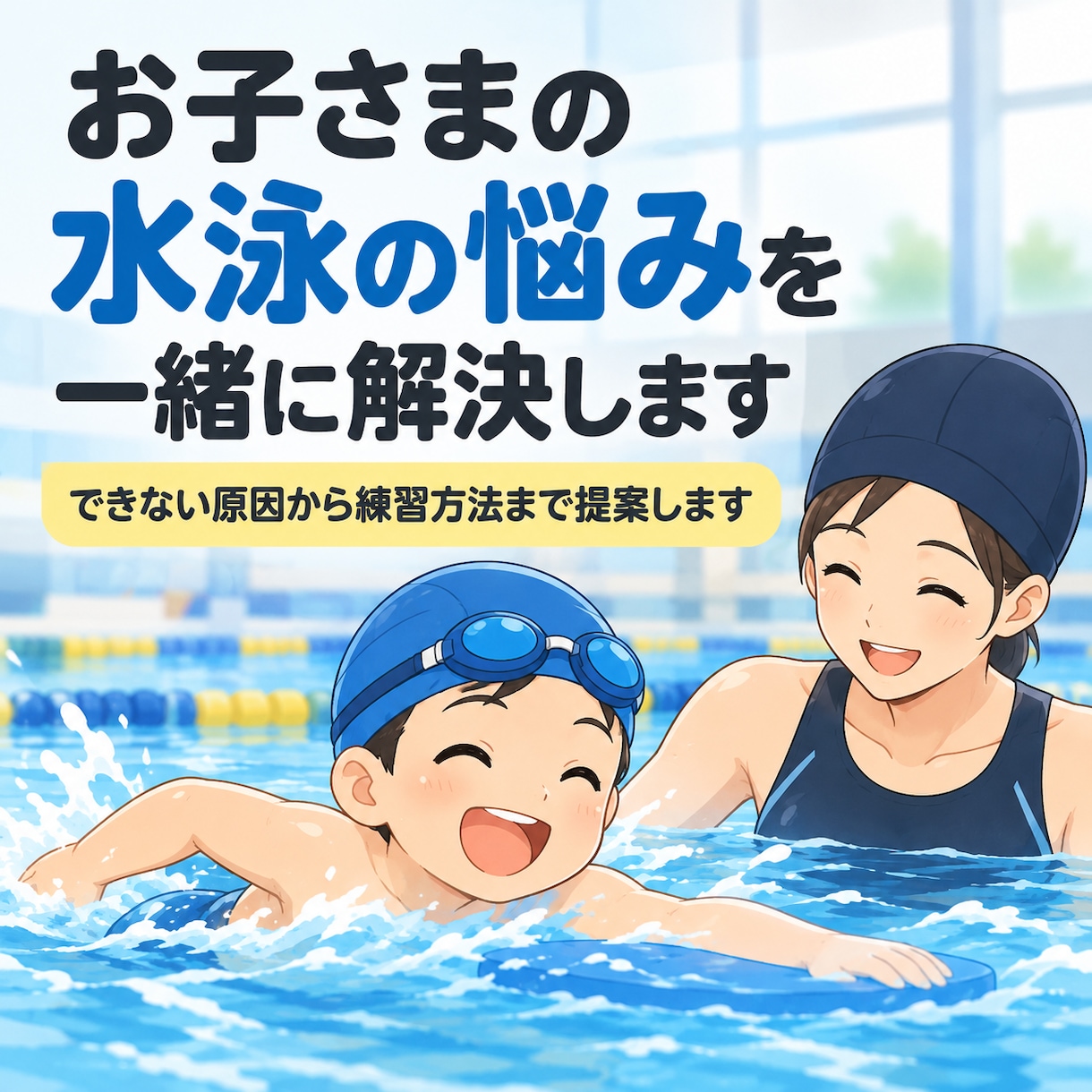 お子さまの水泳の悩みを聞いて練習方法を提案します できない原因から練習方法まで提案します イメージ1