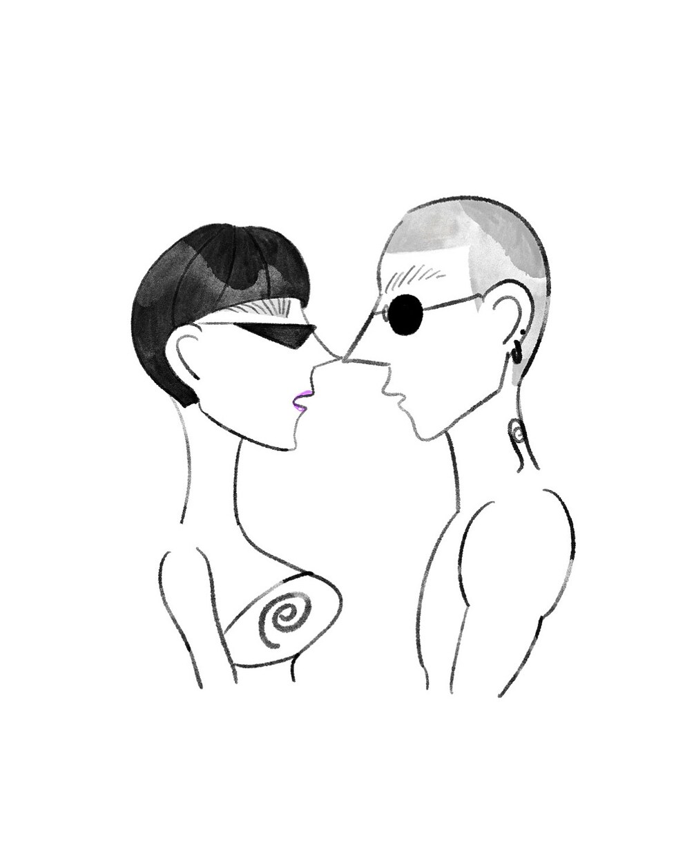 カップルイラストかきます お二人の横顔でお洒落な抽象画をお描きします♡ イメージ4