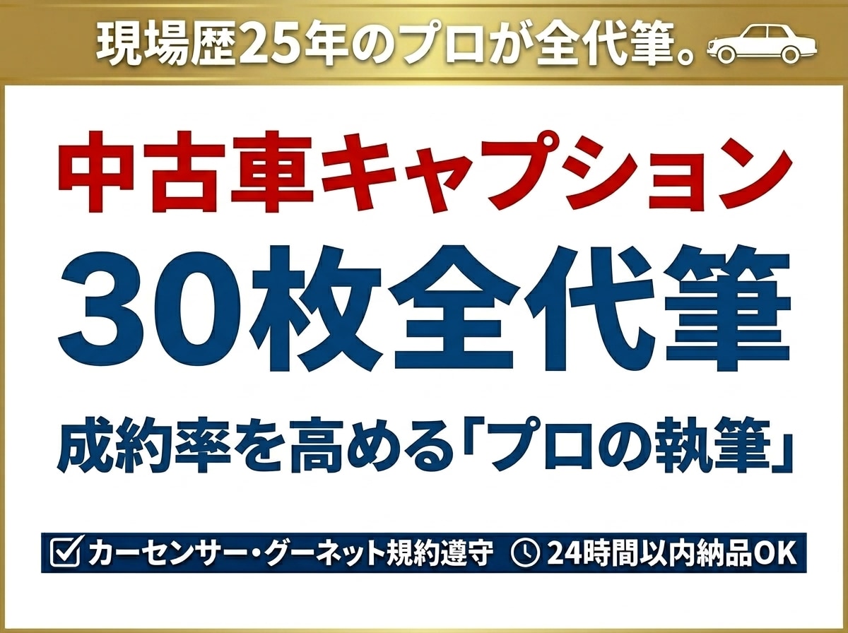 25年のプロが中古車キャプション30枚を代筆します 成約率が変わる現場の言葉。熟練職人が放つ渾身の一筆 イメージ1