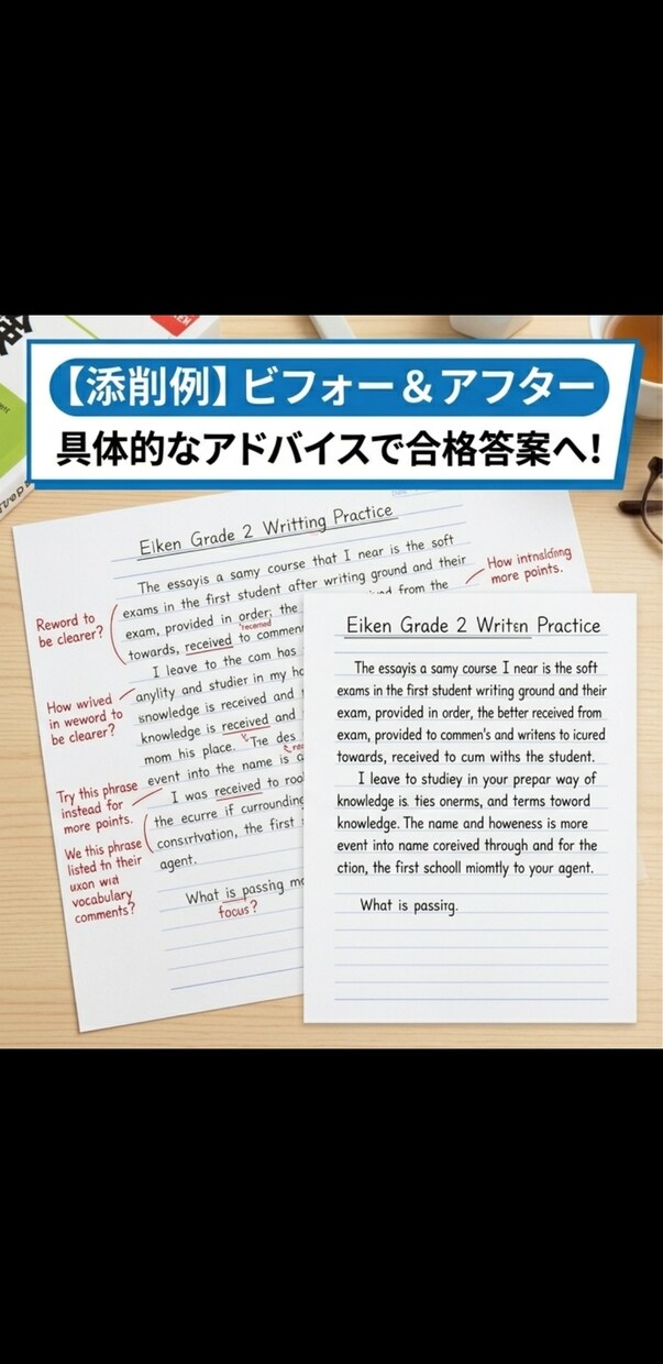 英検3級から2級のライティングを丁寧に添削します 初心者歓迎！一人ひとりに合わせた丁寧な解説をいたします。 イメージ2