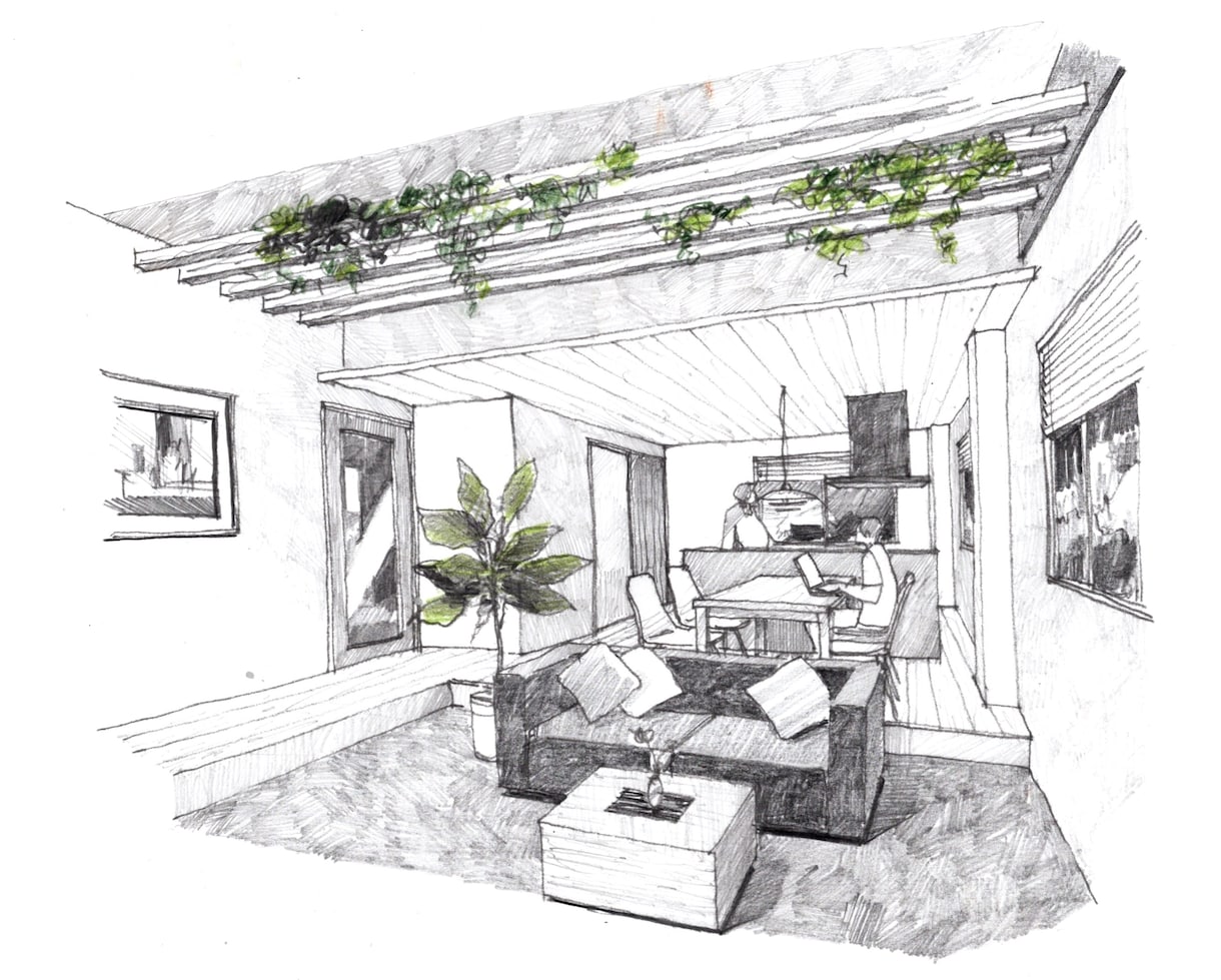 イメージスケッチを制作致します 手描きで建築、インテリア、イベントパースを描きます。 イメージ10