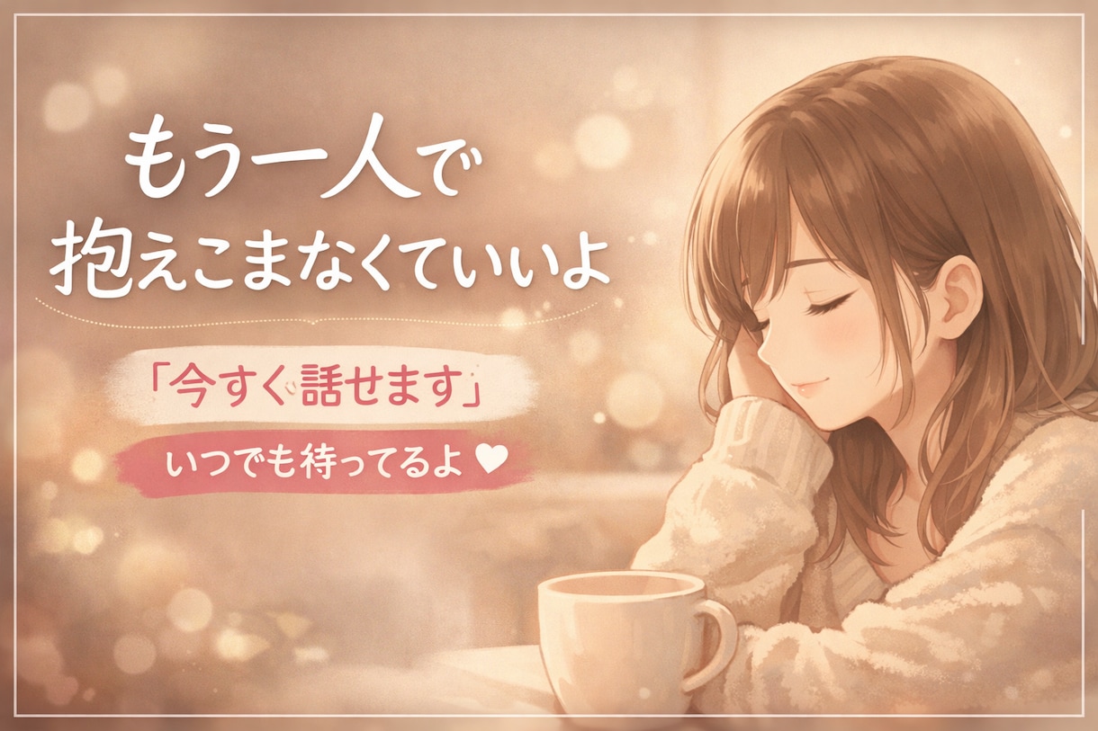 誰にも言えない話、聞きますます もう一人で抱えこまなくて大丈夫です。 イメージ1