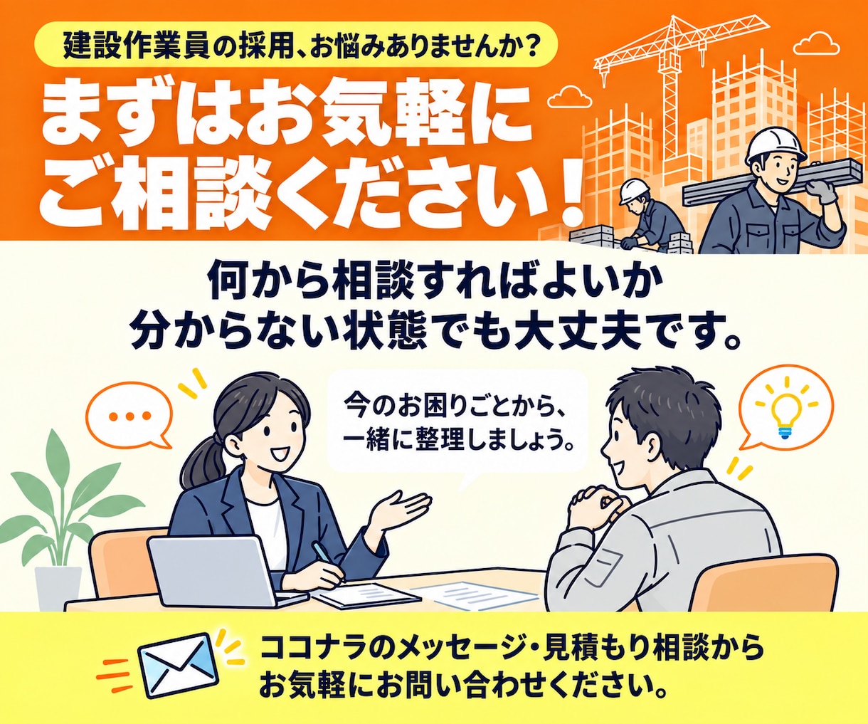 建設作業員採用プラン◇30日間採用支援を行います 建設業経験・採用業務どちらも経験している担当者が対応します イメージ9
