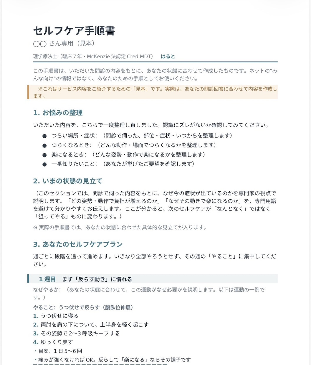 あなた専用セルフケア手順書を作成します 手元に残る、あなただけのセルフケア手順書を作ります イメージ2