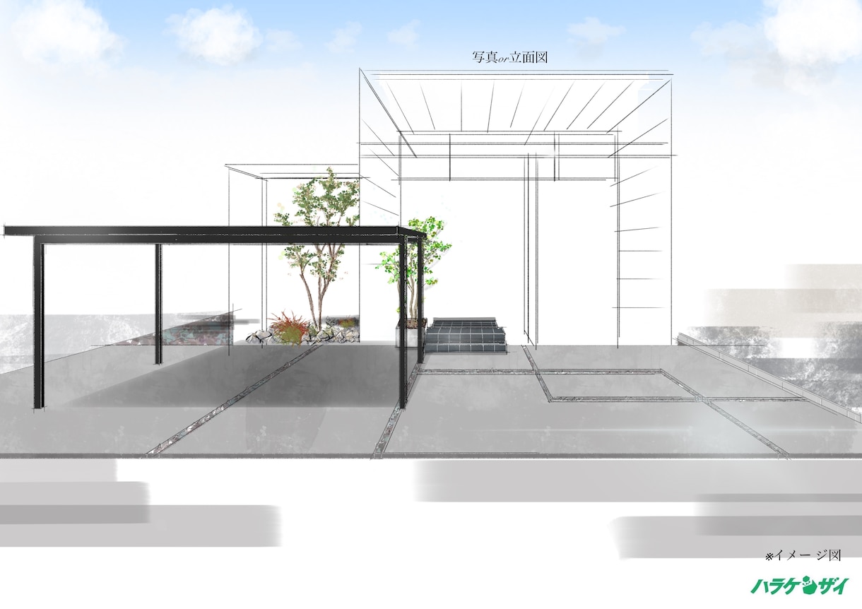建物の写真や立面図に合わせて外観パースを作成します イラストアプリにて手書き風の温かみあるデザインです。 イメージ4