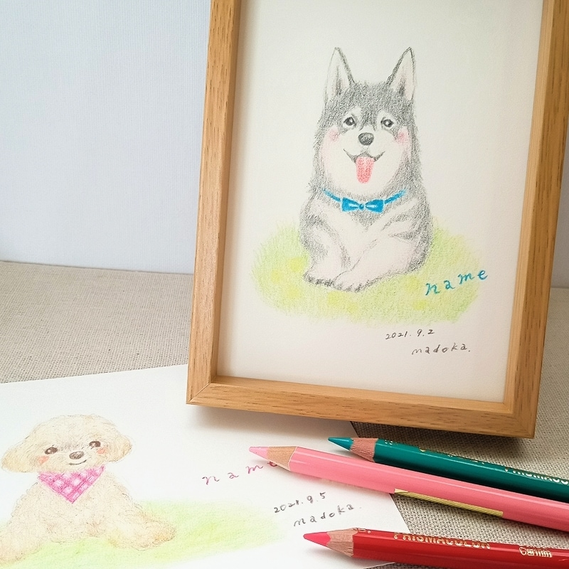手描きでほんわか優しいペットイラスト描きます 温かみある優しい色鉛筆画。似顔絵、名入れ、思い出、プレゼント イメージ10