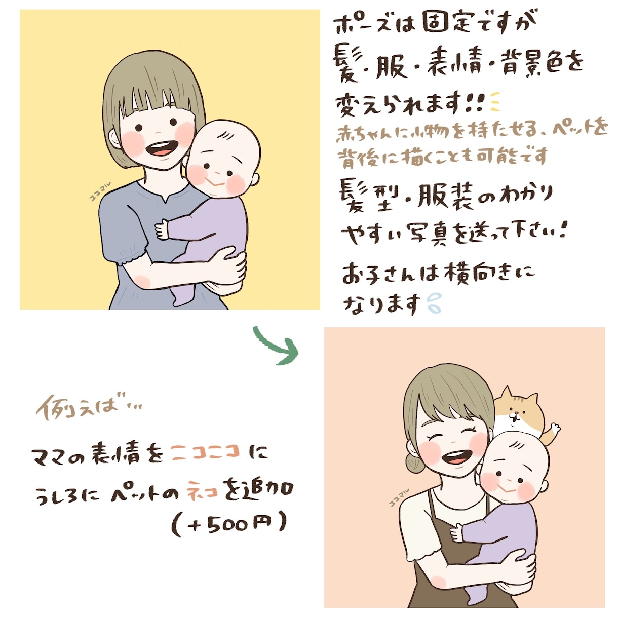 ゆるっと可愛い☆ママと赤ちゃんのアイコン描きます シンプルで使いやすい☆ブログやSNS、プレゼントにも！ イメージ2