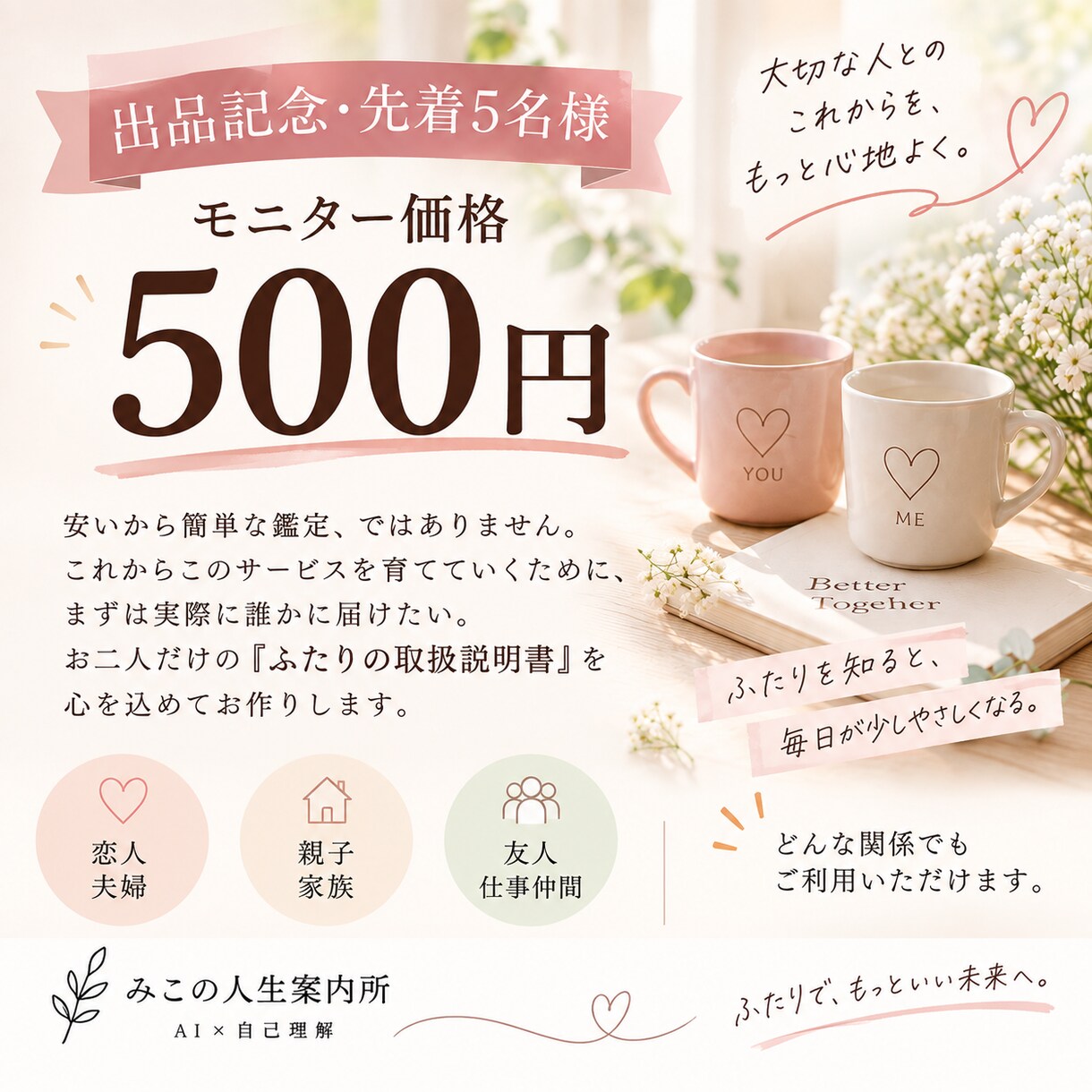 大切な人との「ふたりの取扱説明書」を作ります 相性だけじゃない。ふたりの違いとうまく付き合うコツを一冊に！ イメージ3