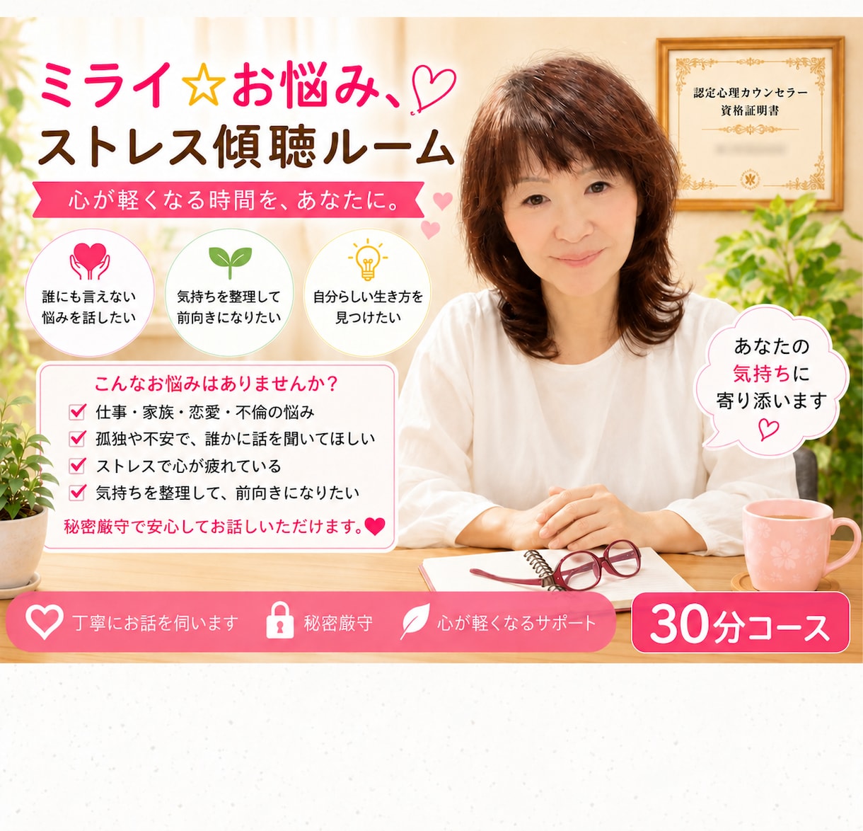男性⭐︎誰にも言えない悩みやストレス傾聴で癒します ！全てのストレスは対人関係☆恋愛、家庭、仕事聴かせてください イメージ1