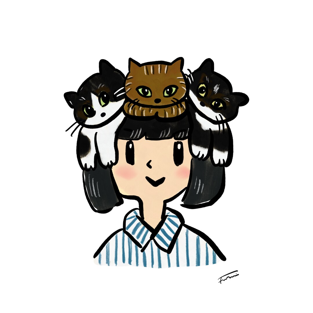 個性的！オーナー様の頭に乗せたうちの子を描きます ユニークな似顔絵がお好みの方へ　お子様のネームタグにも イメージ9