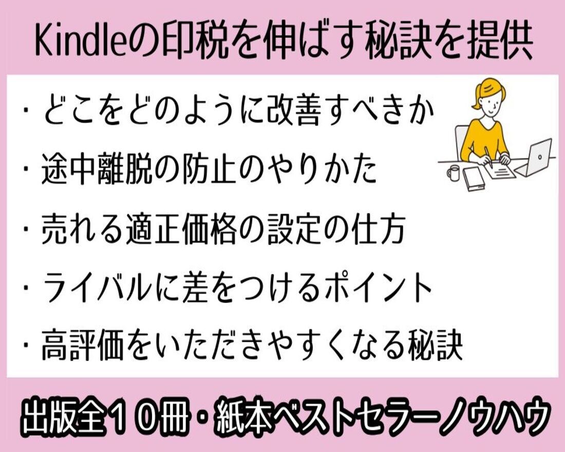 Kindleの印税を伸ばす秘訣を提供します 出版全10冊・紙本ベストセラー作家が本を読まれる秘訣を提供 イメージ1
