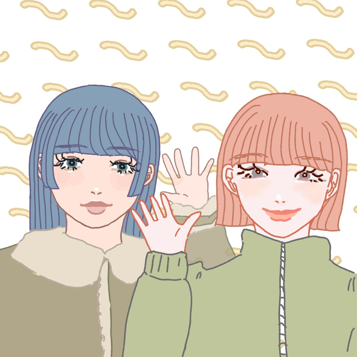 2人分☆まつげがパッチリなアイコン描きます こちらは1枚に2人分のイラストを描くメニューです。 イメージ1