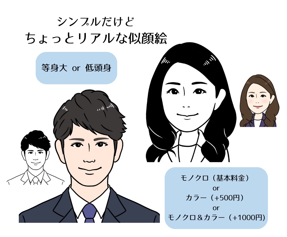 かなぽん様専用似顔絵ご確認ページ 2名さま B4サイズ【似顔絵オーダー