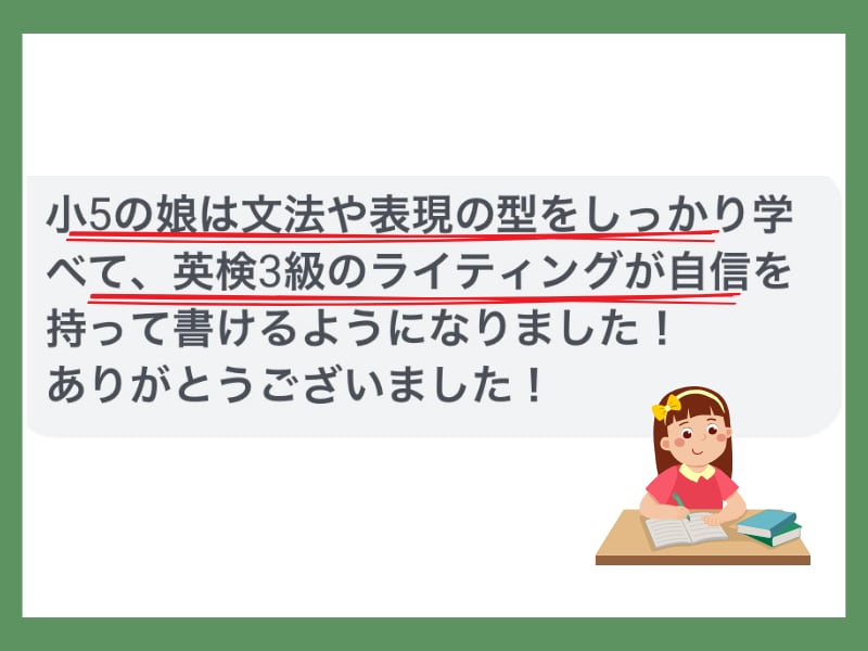 小学生に英検3級ライティング教えます 正しいコツさえつかめばスラスラ書けるようになります! イメージ2