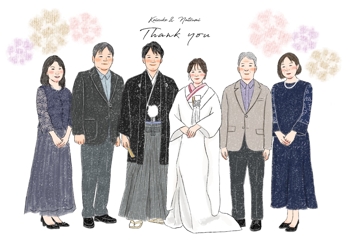 受注制作／６名似顔絵描きます 結婚式の両親贈呈品に選ばれています！！ イメージ8