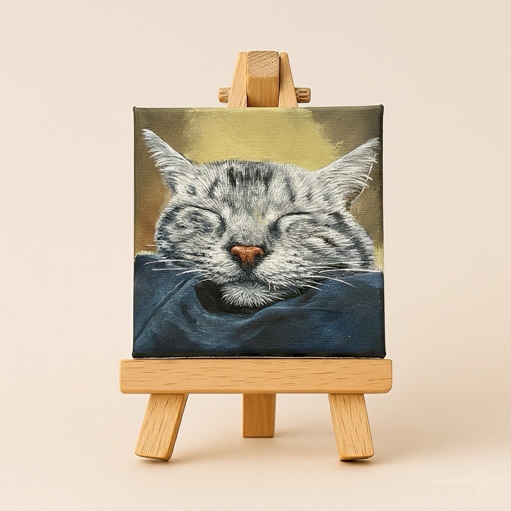 小さな「うちの子」キャンバスアートをお描きします 7×7cmサイズペット似顔絵｜犬・猫・鳥・小動物・爬虫類OK イメージ2
