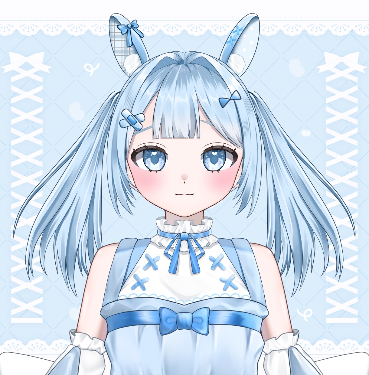 表情差分7種付き!水色うさぎ女の子販売いたします 最短即日納品!すぐにIRIAM等でご使用いただけます! イメージ5