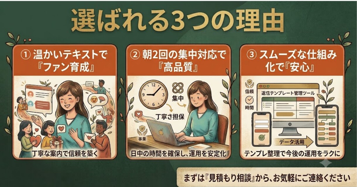 丁寧で温かいチャット・メッセージ案内します 冷たいテンプレ脱却！丁寧な案内であなたのサービスの信頼度UP イメージ6