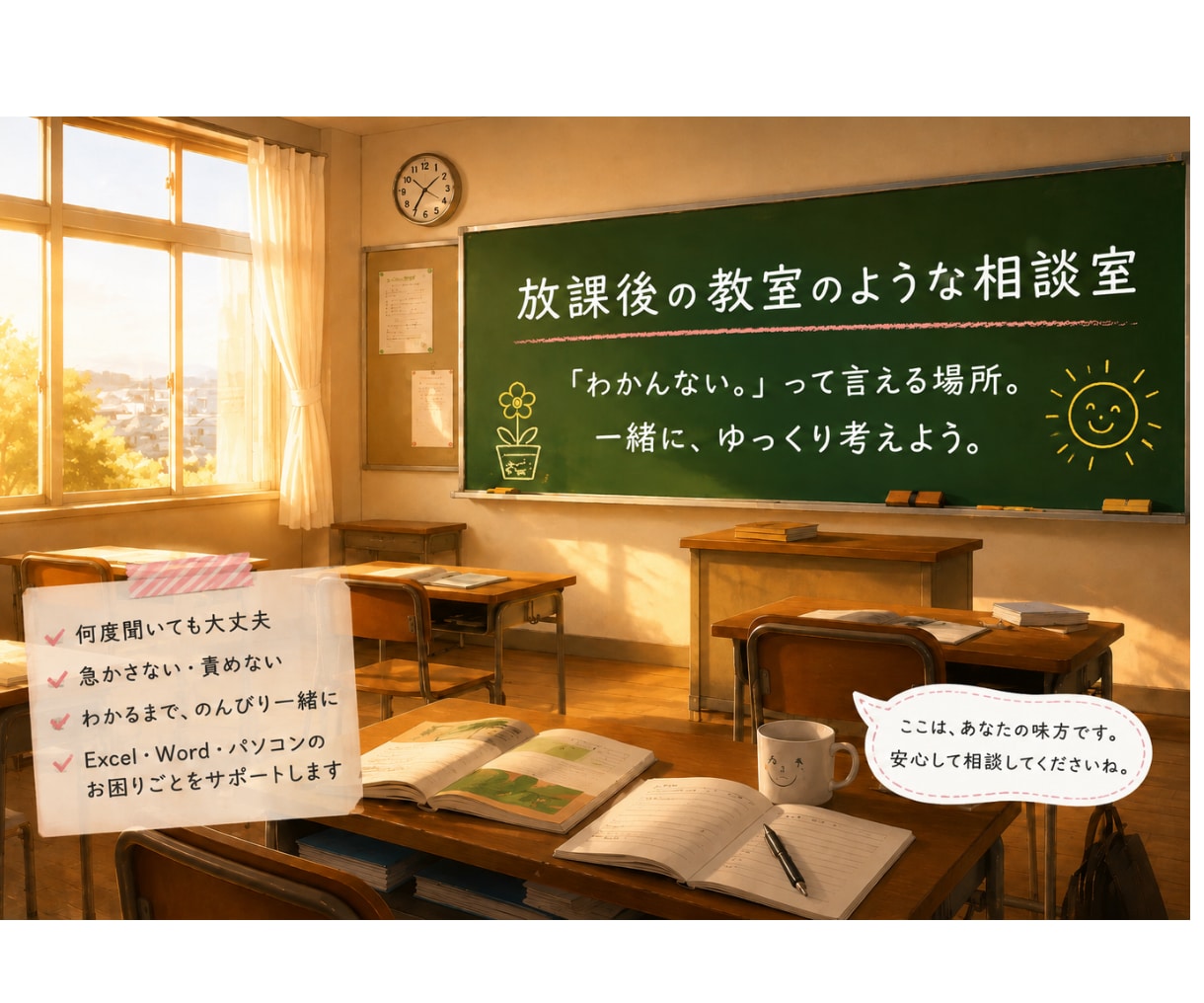 仕事のパソコン困りごとを整理します パソコン苦手さんと雑談しながら、やさしい言葉でのお話しです。 イメージ1