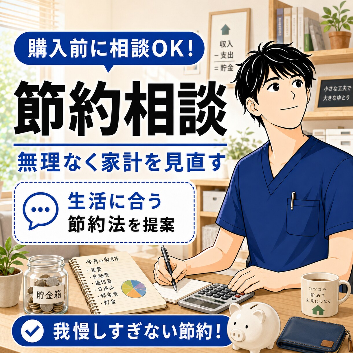 ミニマリストが節約の方法を伝授します 月に10万円以上節約した経験をもとにムダを一緒に見直します イメージ1