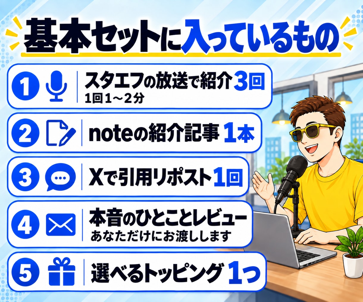 スタエフ3回＋note記事であなたを宣伝します BUYMA歴13年の主夫が声と文章で紹介。本音レビュー付き イメージ4