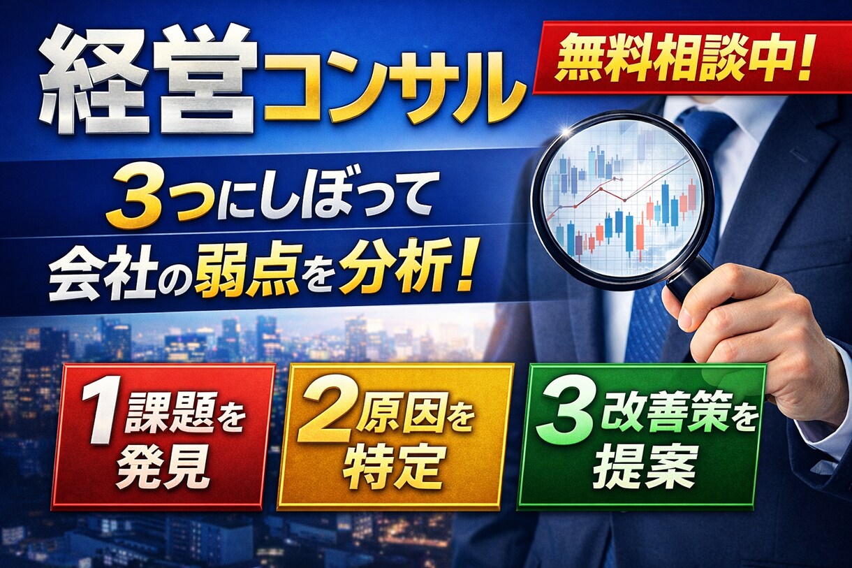 無理相談受付中！会社の弱点を3つに絞りお伝えします 3点に絞って改善ポイントをお伝えします イメージ1